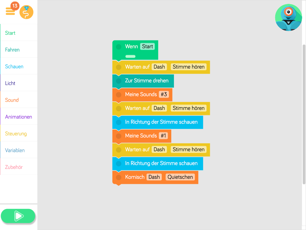 Blockly für Dash